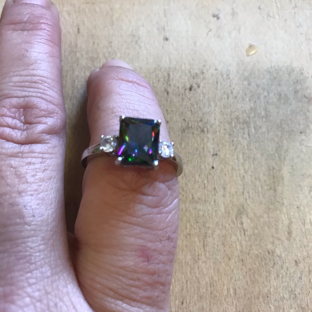 Rainbow Topaz 925 Sterling Ring sz10